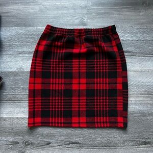 Red and Black Plaid Skirt